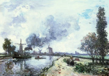 Niederländische Landschaft mit Windmühlen, 1868